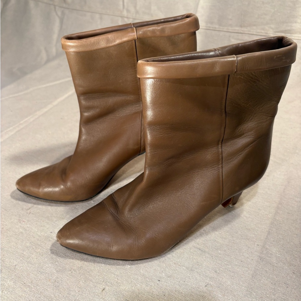 Isabell Marant Brown Leather Mid-Calf Heeled Italian Boots